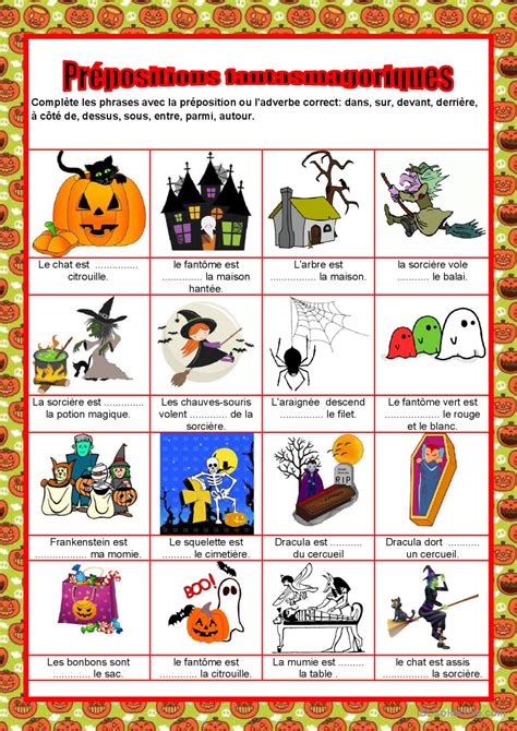 Halloween Prépositions Fantasmagor Français Fle Fiches Pedagogiques