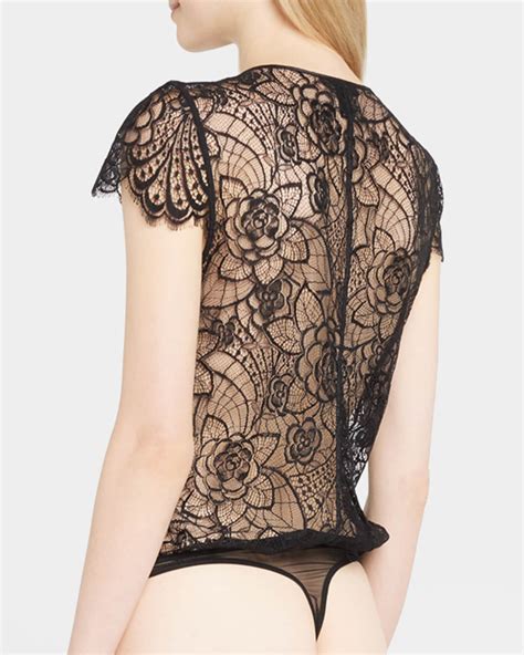 Kiki De Montparnasse Coquette Floral Lace Keyhole Bodysuit Bridal