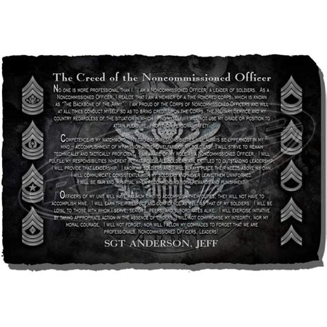 Laserworks Army Nco Creed Personalized Decorative Stone Plaque