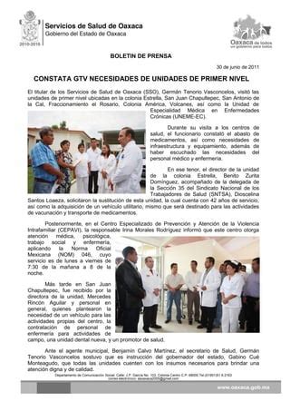 Germ N Tenorio Vasconcelos Constata Necesidades De Unidades De