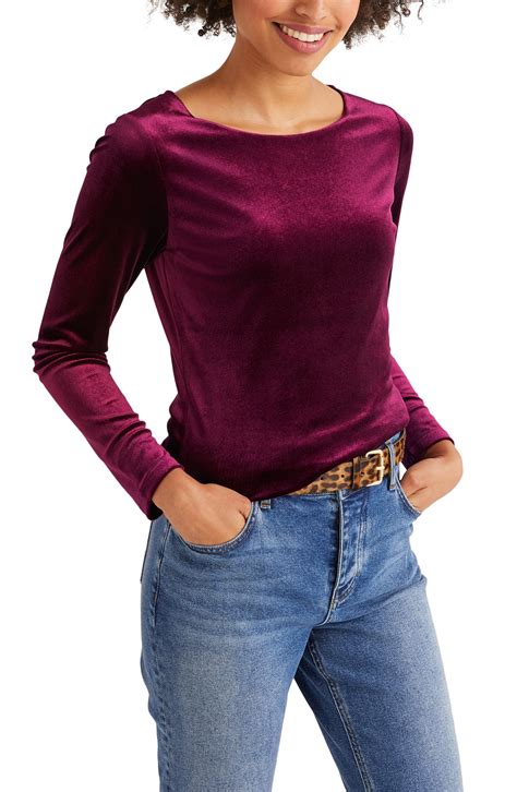 Boden Suki Velvet Long Sleeve Top Nordstrom