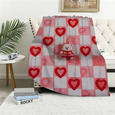 Eastsmooth Valentines Day Throw Blanket With T Bag Red White Check