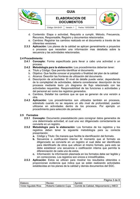 Procedimiento Para La Elaboracion De Documentos Pdf