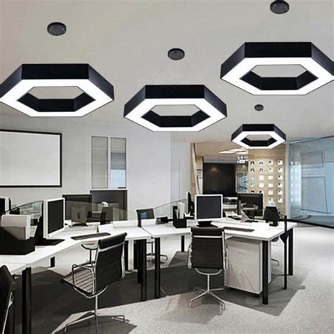 Modern Minimalist Led Office Hollow Hexagonal Chandelier Creative