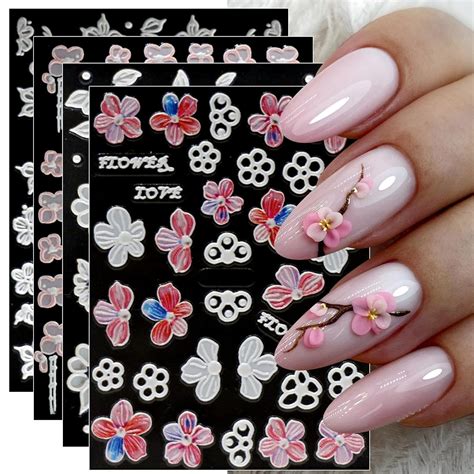 Amazon Jmeowio Sheets D Embossed Flower Nail Art Stickers