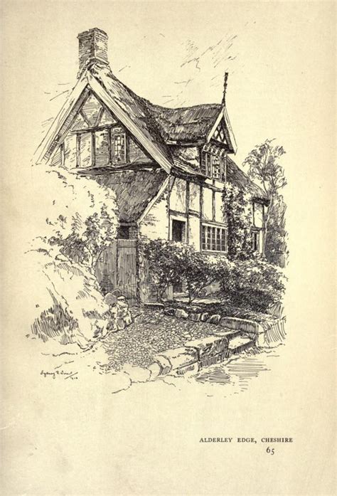 Old English Country Cottages Architecture Drawing Art Sketches