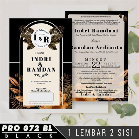 Jual Pro Bl Black Lembar Sisi Cetak Undangan Pernikahan