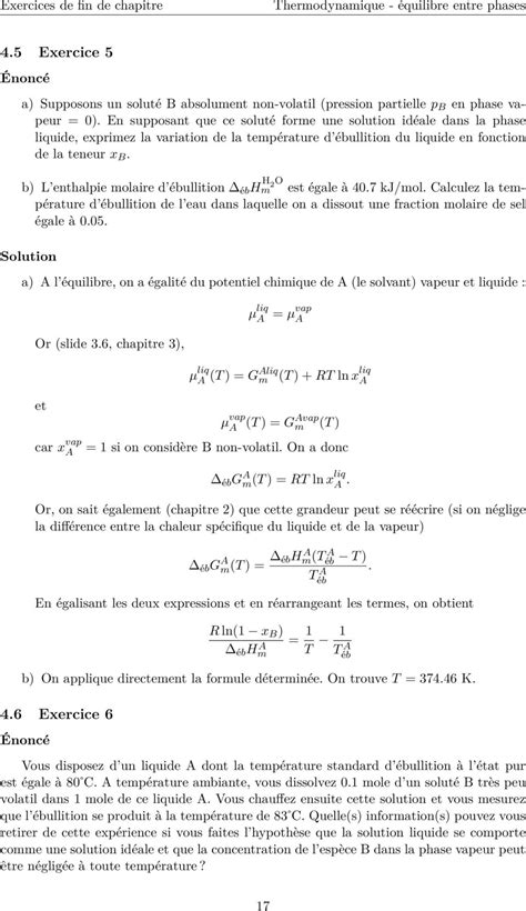 Exercice Enthalpie Libre Et Potentiel Chimique