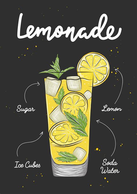 Vector Engraved Style Lemonade Drink In Glass Illustration For Posters