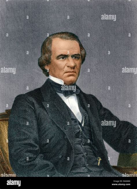 Portrait Of Us President Andrew Johnson Digitally Colored Engraving