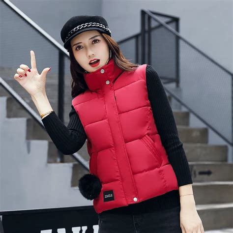 Women Winter Vest 2018 Fashion Winter Solid Vest Short Silm Cotton Down Waistcoat Female Thick