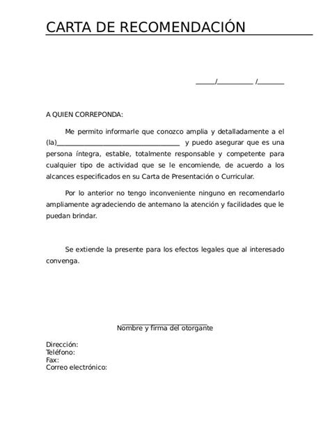 Carta De Recomendacion Para La Cartas De Recomendaci 211 Carta De Referencia Cartas De