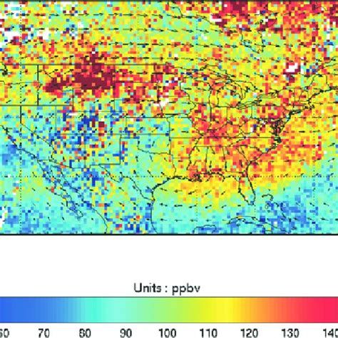 Composite Map Of Mopitt Co In Ppbv Measurements At 700 Hpa See Text