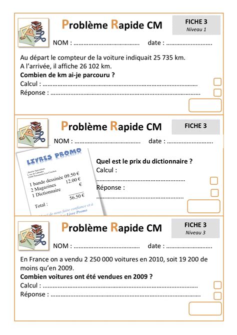 Mathématique cm1 Problème cm1 Maths cm1