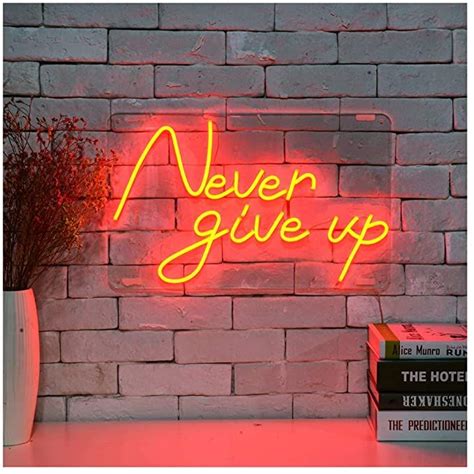 Never Give Up LED Neon Sign Lights Art Wall Decorative Lights Red