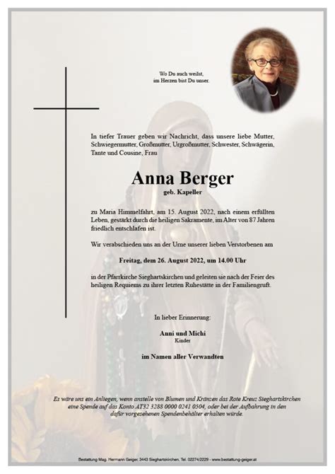 Berger Anna Bestattung Geiger