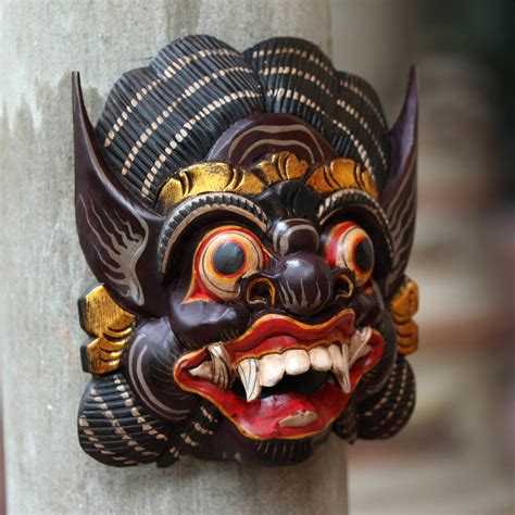 Hand Carved Wood Mask Of Barong From Balinese Mythology Balinese