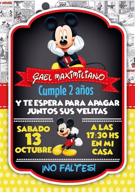 Invitación Mickey Mouse Invitaciones De Cumpleaños De Mickey Mouse Cumpleaños De Mickey Mouse