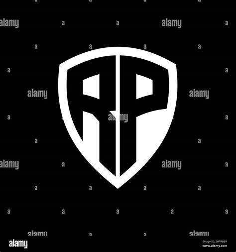 Rp Monogram Logo With Bold Letters Shield Shape With Black And White