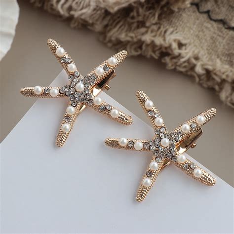 Moda Rhinestone Pearl Rozgwiazda Szpilka Barrettes Dla Kobiet