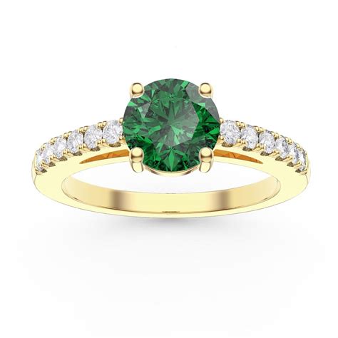 Unity 1ct Emerald Moissanite Pave 18ct Yellow Gold Engagement Ring Jian London