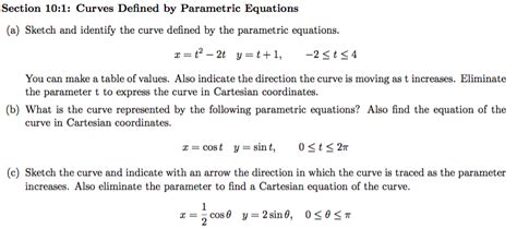 Solved Section Curves Defined By Parametric Equations Chegg