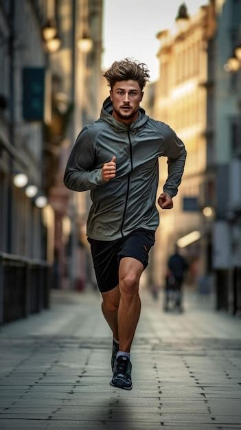Premium Ai Image A Man Running In The City Male Runner