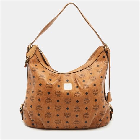 Mcm Cognac Visetos Coated Canvas And Leather Hobo Mcm The Luxury Closet