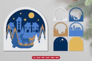 Christmas Village 3D Layered Papercut Graphic By Syaid Narindra