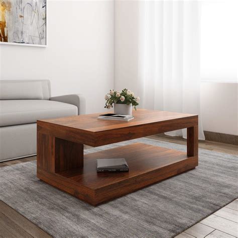 Sheesham Wood Center Coffee Table For Living Room Home Office Honey