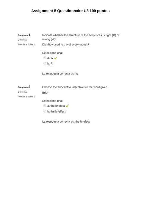 Assignment Questionnaire U Puntos Stu Idioma Extranjero Ii V