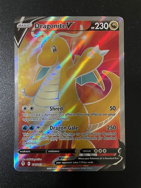 Pokemon TCG Dragonite V 191 203 Full Art Ultra Rare Sword Shield