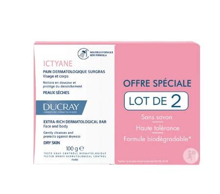 Set Of 2 Ducray Ictyane Extra-Rich Dermatological Bar 100g - Walmart.com