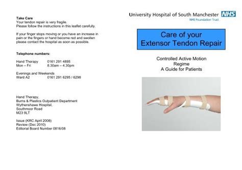 Care of your extensor tendon repair - UHSM