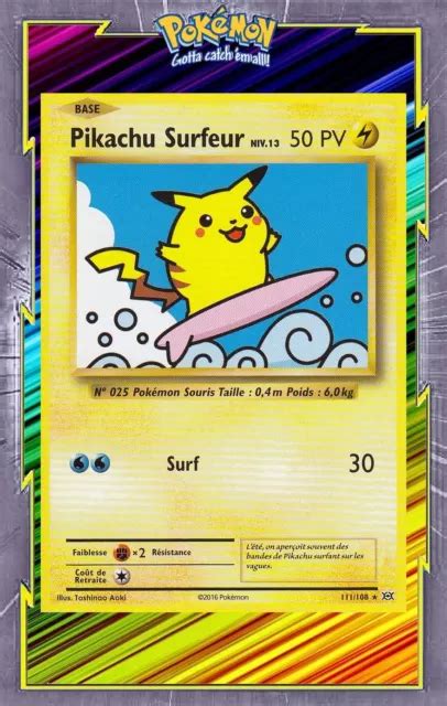 Pikachu Surfeur Secret Xy Evolutions Carte Pokemon Neuve