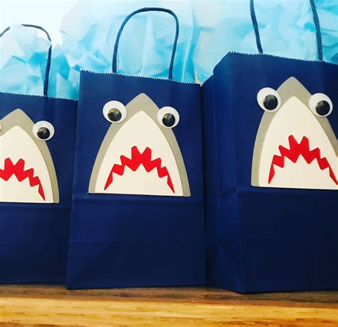 Shark Party Favor Bags Shark Birthday Shark Party Etsy