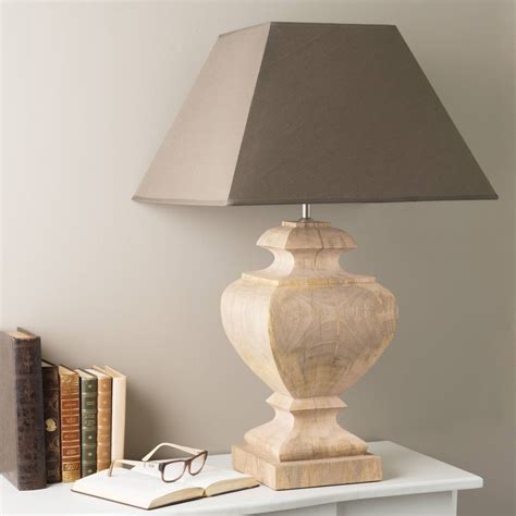 Lampe En Manguier Et Abat Jour En Coton Taupe H 80 Cm Richelieu