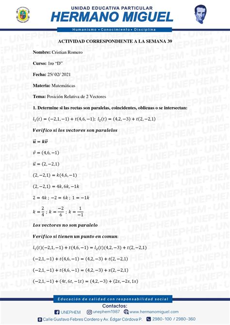 Solution Taller Posicion Relativa De Vectores Studypool