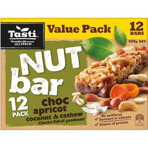 Tasti Nut Bar Value Pack Choc Apricot Coconut Cashew G Woolworths