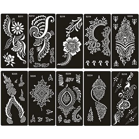 Buy Xmasir 10 Sheets Tattoos Stencils Kit For Women Hand Finger Face