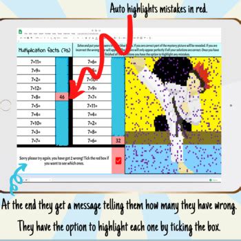 Multiplication Facts 7s Magic Moving Pixel Art Mystery Picture