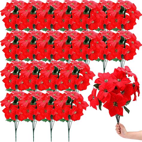 Amazon Riceshoot Pcs Christmas Artificial Poinsettia Bushes