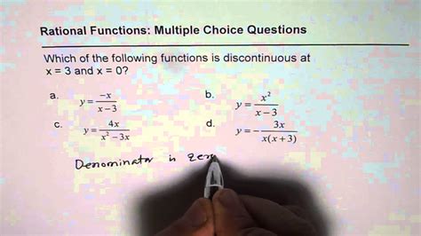 Rational Functions Multiple Choice On Discontinuities YouTube