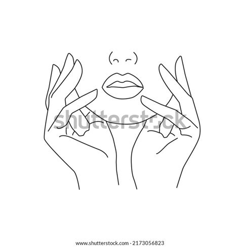 Abstract Woman Face Line Art Drawing Stock Vector Royalty Free