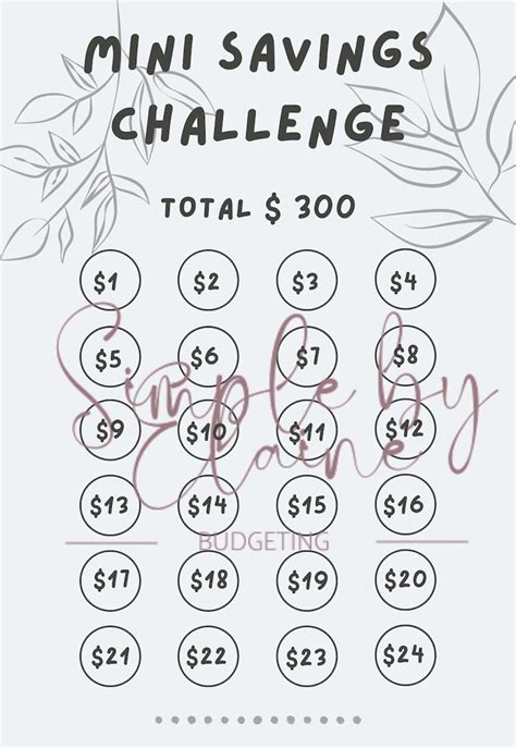 Mini Savings Challenge Etsy