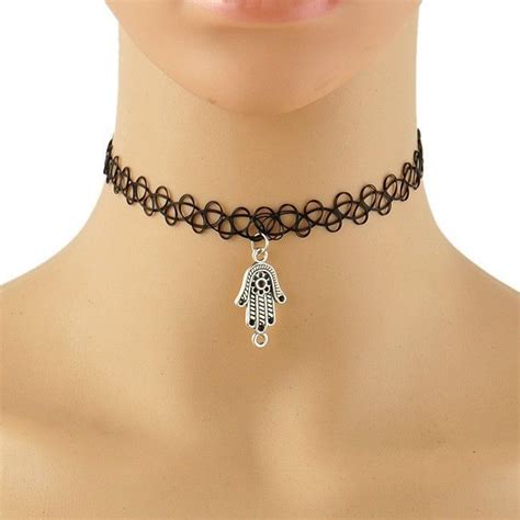 Stretch Tattoo Choker Pendant Necklace Stretch Tattoo Choker Tattoo