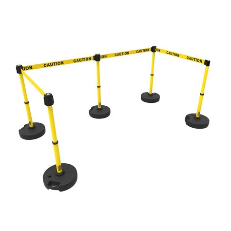 Retractable Safety Barrier Set 5 Stanchions 60 Caution Tape