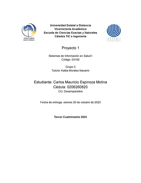 Universidad Estatal A Distancia Costa Rica Proyecto 1 Universidad