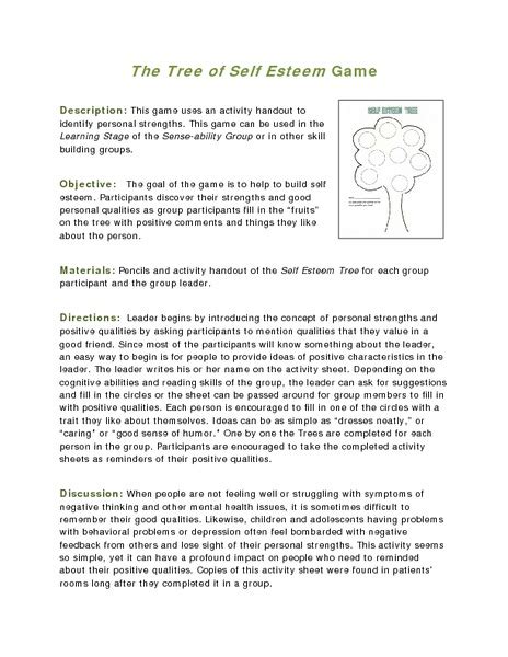 The Tree Of Self Esteem Game Activity For 3rd 6th Grade Lesson Planet