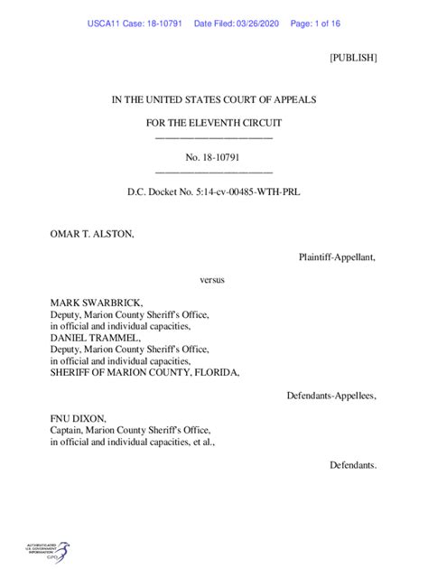 Fillable Online Eleventh Circuit United States Court Of AppealsUnited